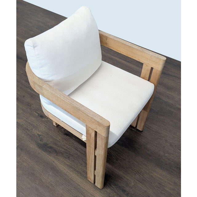Restoration Hardware Matira Teak Armchair With White Cushions For Sale In San Francisco - Image 6 of 11