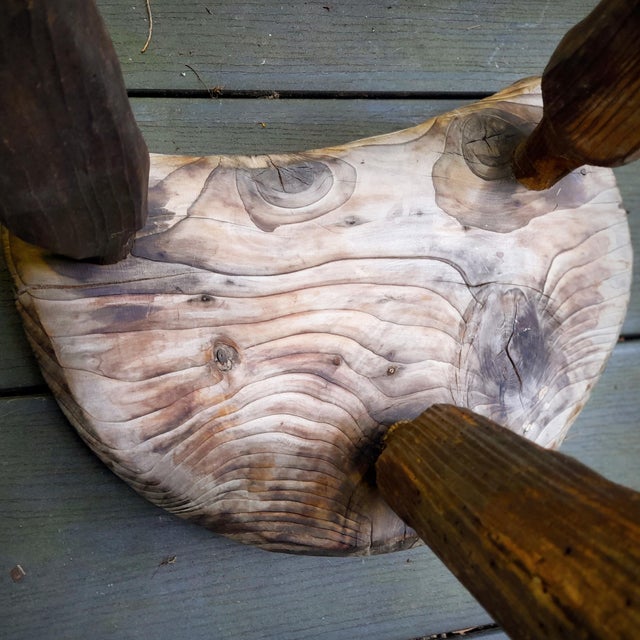 Brutalist Tripod Stool in Grayed Pine, 1950s For Sale - Image 14 of 18