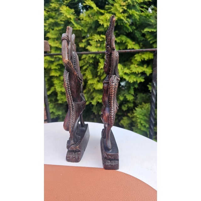 Wood Nude Wooden Apsara Dancer Figurine, Cambodia, 1980s, Set of 2 For Sale - Image 7 of 10