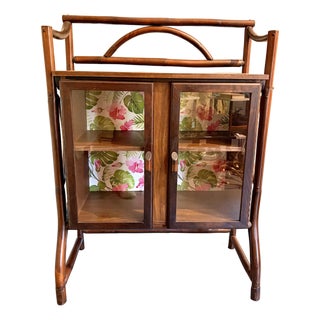 Vintage Faux Bamboo Glass Display Cabinet For Sale