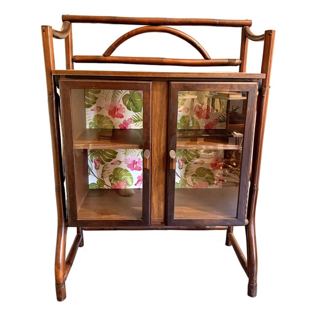 Vintage Faux Bamboo Glass Display Cabinet For Sale