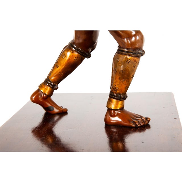 Fine Japanese Meiji Period Bronze Sculpture Okimono of Fire Watchman For Sale - Image 17 of 18