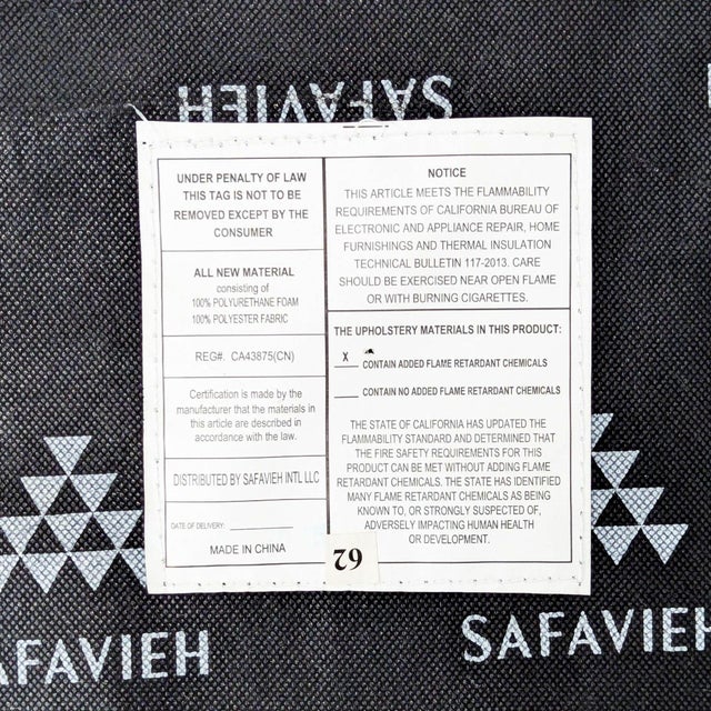 Safavieh Florentine Beige Linen Ottoman With Nailhead Trim For Sale In San Francisco - Image 6 of 6