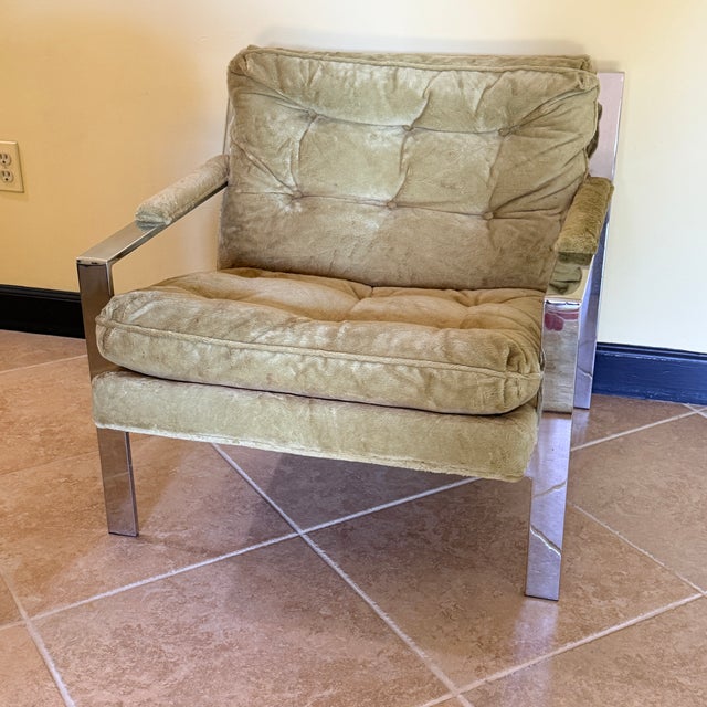 Mid Century Chrome Flat Bar Lounge Chair For Sale - Image 9 of 9