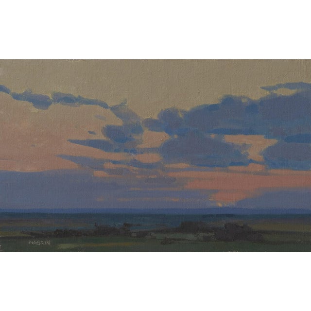 "Held in Stillness Study" is an oil on mounted linen landscape painting by Michael Magrin, completed in 2026. The sky...