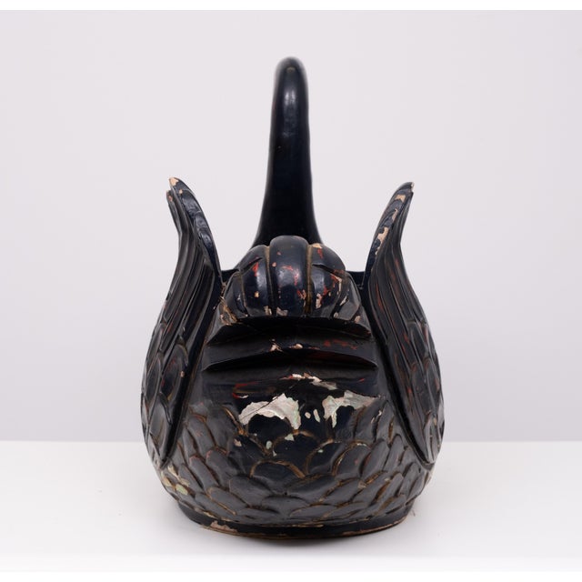 Large Mid-Century Black Wooden Swan, 1960s For Sale - Image 12 of 13