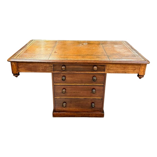 Handsome English Regency Pedestal Desk or Partners Desk For Sale