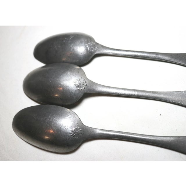 Share Large Rare Set 3 Antique 18th Century Dutch Solid Heavy Cast Pewter Spoon For Sale - Image 11 of 11