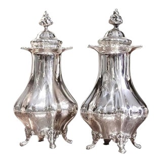 Large American Sterling Salt & Pepper Shakers, Black, Starr & Frost- a Pair For Sale