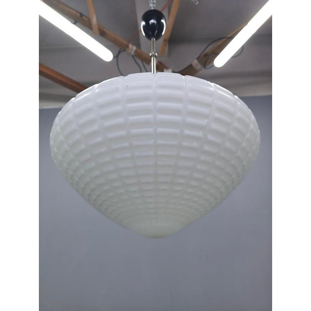 1970s Adjustable Czech Pendant Light in Opaline Glass, 1970s For Sale - Image 5 of 12