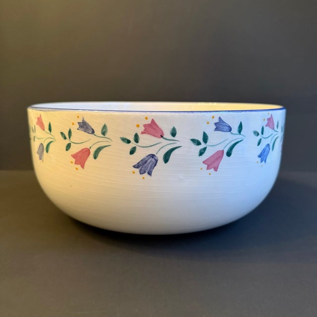 1980s 1980s Bernarda of Portugal White Mixing Bowl With Floral Motif For Sale - Image 5 of 8