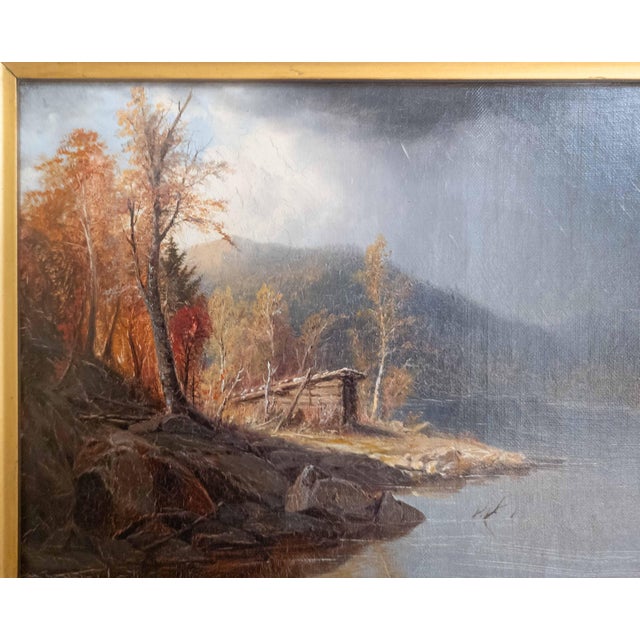 Textile 19th Century Hudson River School Painting of Adirondack Lake by William Richardson Tyler For Sale - Image 7 of 18