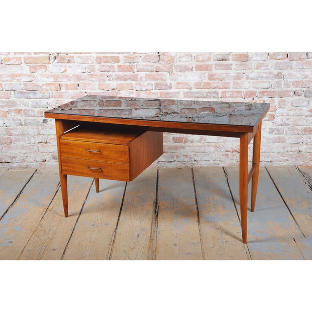 Mid-Century Czech Writing Desk in Mahogany Veneer, 1950s For Sale - Image 12 of 15