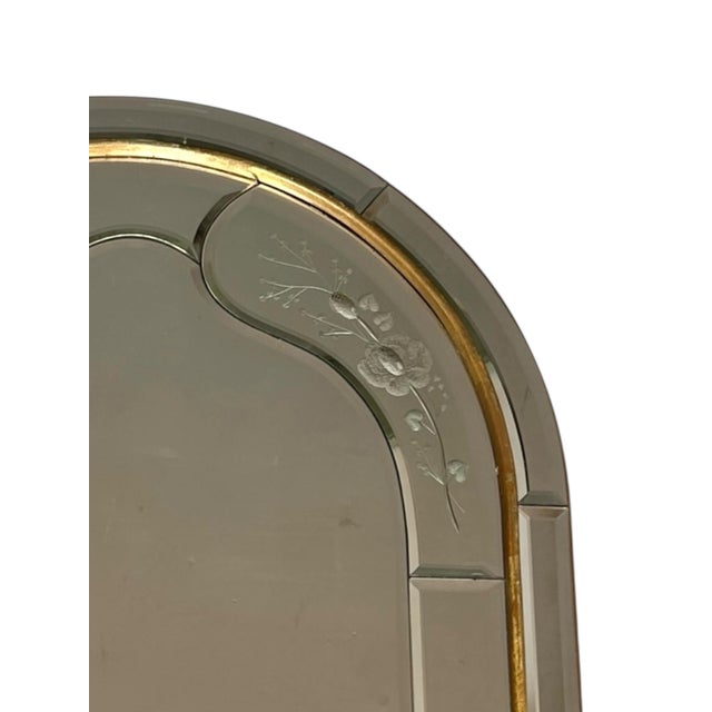 Gold Italian Arched Wall Glass Mirror, 1980s For Sale - Image 8 of 11