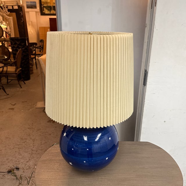 Blue Late 20th Century Celestial Ceramic Globe Table Lamp For Sale - Image 8 of 12
