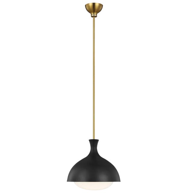Contemporary AERIN By Visual Comfort Studio Lucerne 1-Light Medium Pendant in Midnight Black and Burnished Brass For Sale - Image 3 of 3