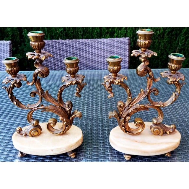Vintage Marble and Bronze Candleholders, 1930s, Set of 2 For Sale - Image 15 of 15