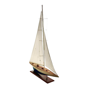 Late 20th Century Sailboat Model Large Yacht Rainbow 1934 Replica Vintage Office Nautical Coastal Decor