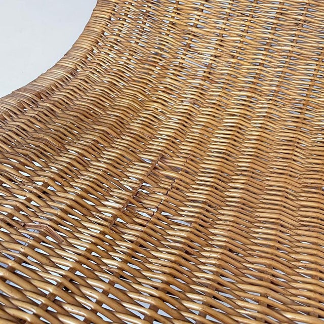 Italian Rattan and Chromed Metal Armchair attributed to Lyda Levi, 1970s For Sale - Image 11 of 18