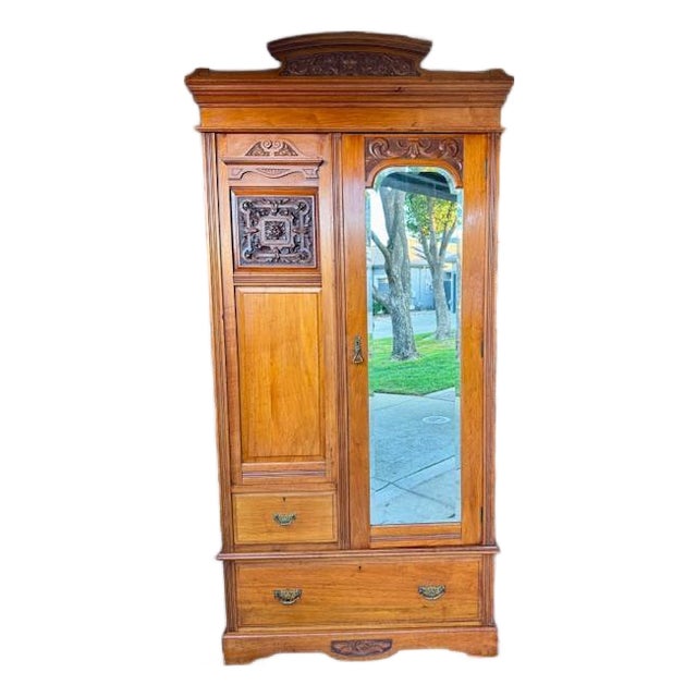 Antique c.1900's Edwardian Wardrobe Cabinet For Sale