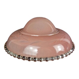 1930s Art Deco Light Shade Frosted Pink Glass For Sale