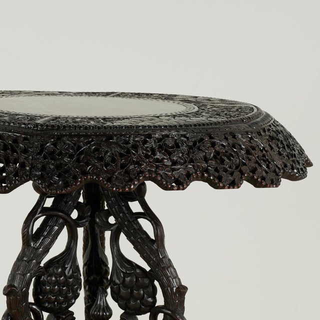 Antique Anglo Indian Carved Rosewood Table For Sale - Image 4 of 18