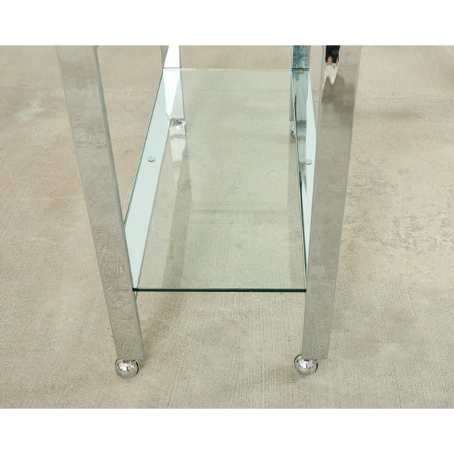 Milo Baughman Style Mid-Century Chrome Two Tier Bar Cart For Sale - Image 14 of 17