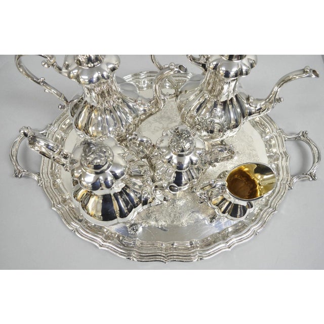 Antique Reed & Barton Winthrop Silver Plated Tea Set With Webster Wilcox Tray- 6 Pieces For Sale - Image 12 of 12