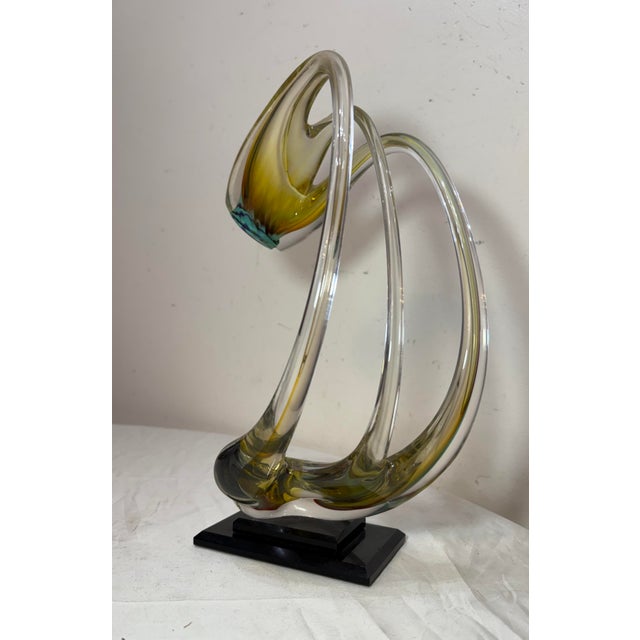 Vintage Signed Hand Blown Studio Art Glass Stretched Sculpture Vase Statue Art For Sale - Image 12 of 13