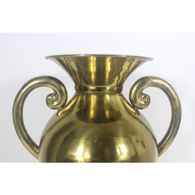 Vintage Large Brass Vase With Handles For Sale - Image 6 of 11