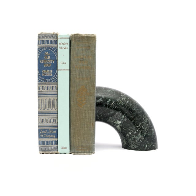 Bijan Green Marble Arch Bookends: Vintage Stone Decor by Bijan, Set of 2 For Sale - Image 4 of 12