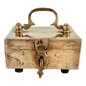 Vintage Brass Locking Box With Handle – Small Jewelry Casket, Desk Valet or Decorative Trinket Box