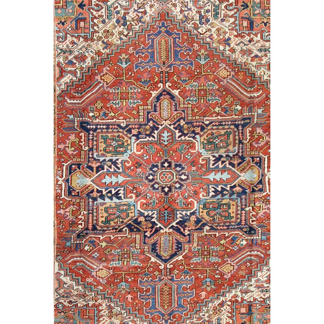 Antique Colorful Persian Heriz Rug With Geometric Patterns and Intricate Design 8'3"x10'4" For Sale - Image 4 of 8