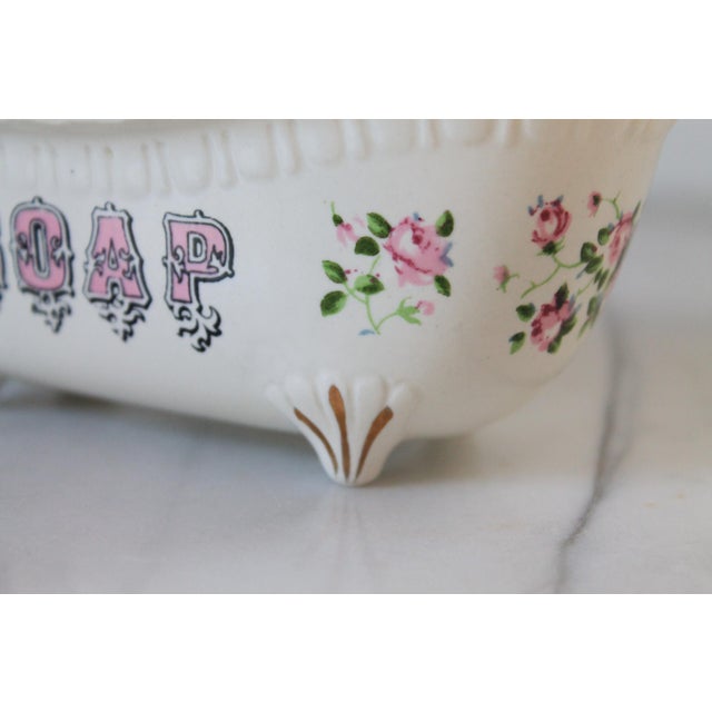 Vintage Floral Ceramic Bathtub Soap Dish For Sale - Image 11 of 12