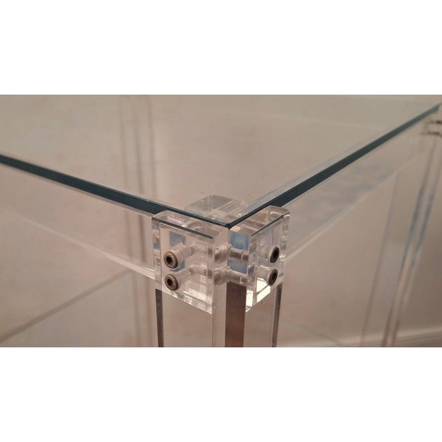 Vintage Italian Acrylic Glass and Glass Serving Trolley, 1980 For Sale - Image 6 of 15