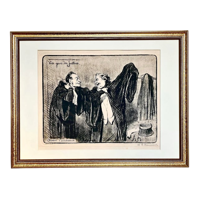 Antique Honoré Daumier Signed Limited Edition Lithograph "Le Gens De Justice" For Sale