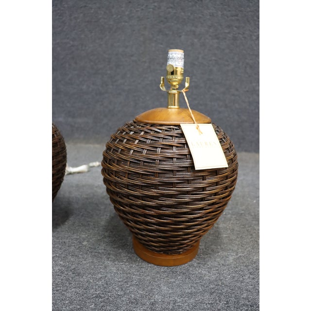 Ralph Lauren Ralph Lauren Wicker Table Lamps/Pair For Sale - Image 4 of 8