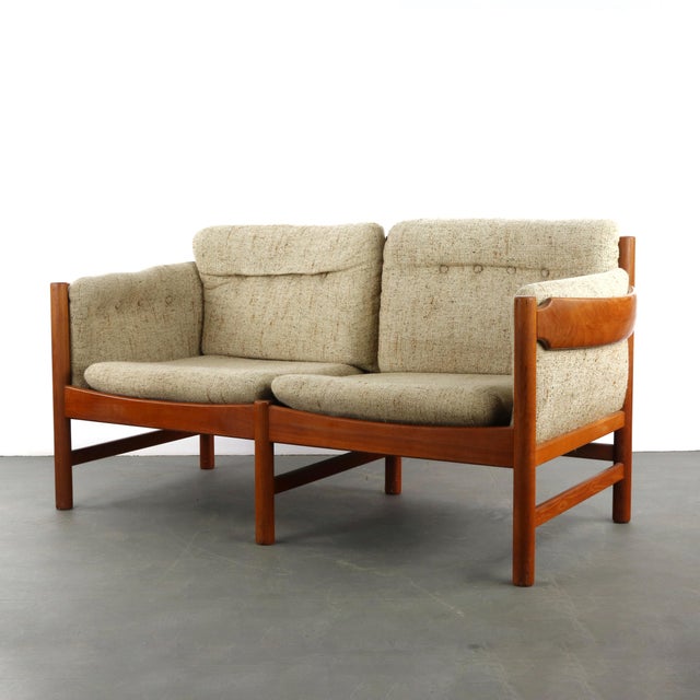 Beige Mid Century Danish Modern Sofa in Solid Old Age Teak by Jydsk Mobelvaerk For Sale - Image 8 of 8
