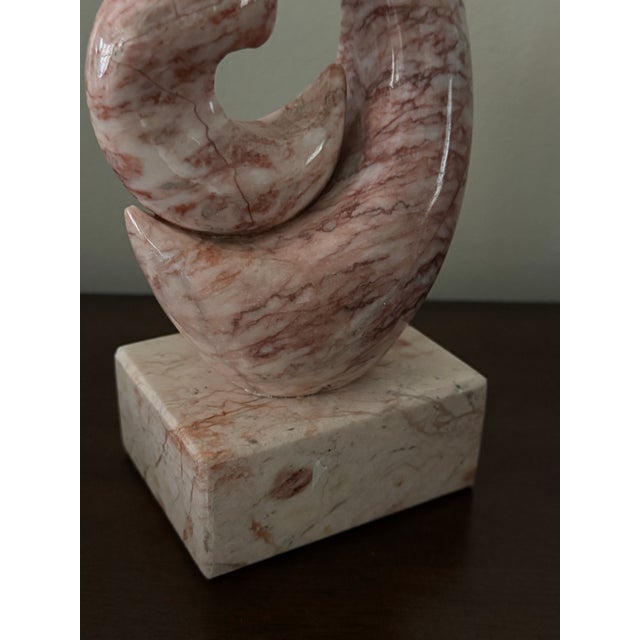 Pink Marble Decorative Sculpture With Mother & Baby Spiral Design For Sale - Image 4 of 10