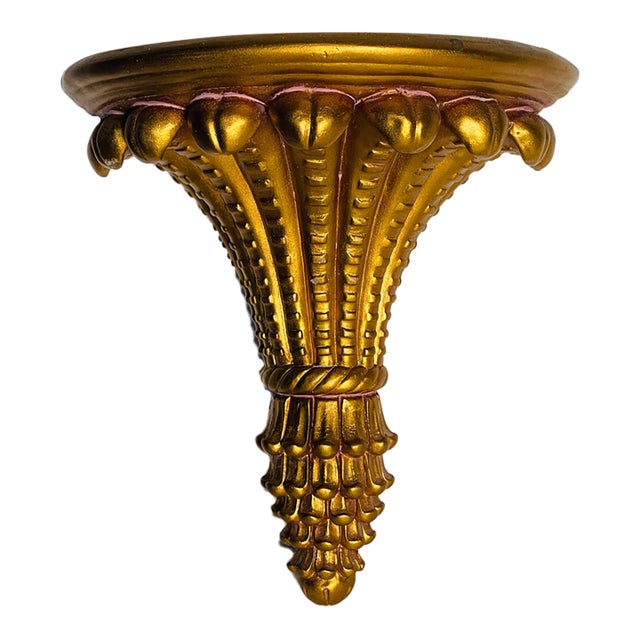 Vintage Ceramic Achantus Wall Bracket Painted Gold For Sale