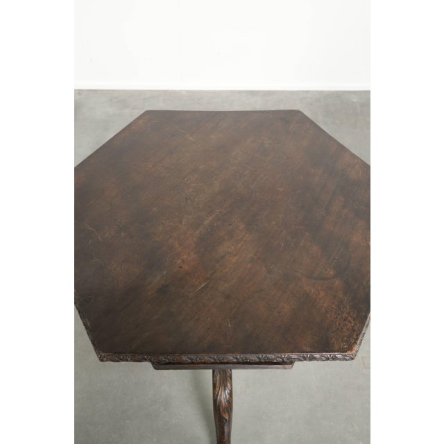 Antique English Wooden Hexagonal Top Turning Book Table, 19th Century For Sale - Image 4 of 17