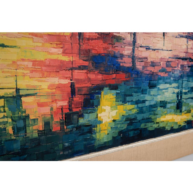 Blue Abstract Composition, 1980s, Oil on Canvas For Sale - Image 8 of 14