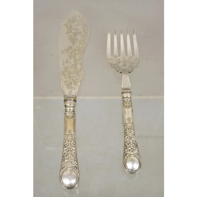 William Hutton & Sons English Victorian Silver Plated Fish Service Cutlery Set For Sale - Image 10 of 10