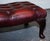 Vintage Burgundy Leather Chesterfield Queen Anne Legs Ottoman For Sale - Image 5 of 13