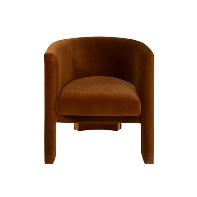 New special order item. Not vintage. The Lansky RST barrel chair is fully upholstered in luxurious rust-colored velvet...