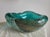 Alfredo Barbini Style Murano Teal Green Gold Flecks Italian Bullicante Art Glass Mid Century Dish Bowl For Sale - Image 10 of 12