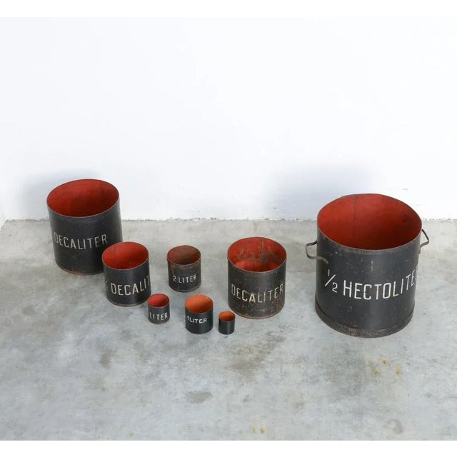 Vintage Decorative Metal Measuring Cups, Set of 8 For Sale - Image 4 of 17