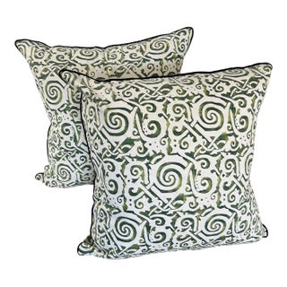 Luxurious Italian Fortuny 22” Cotton Pillows- a Pair For Sale