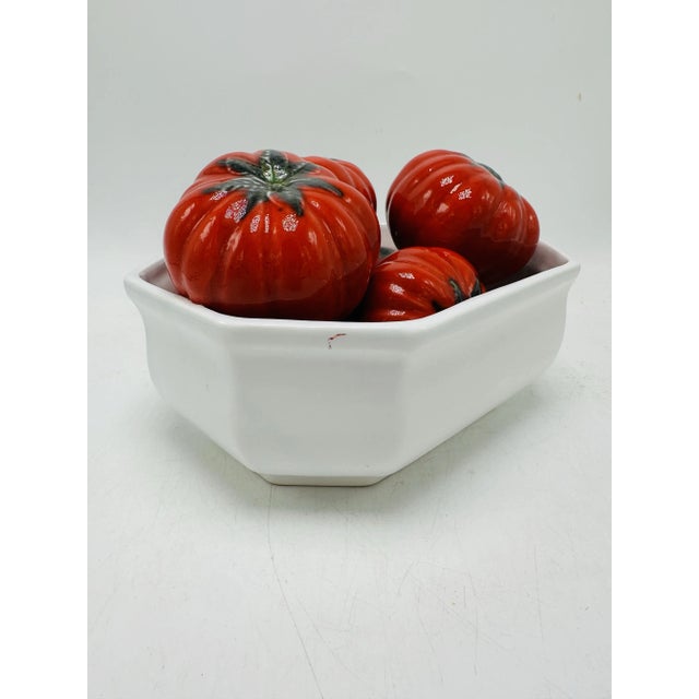 Italian Vintage Italian Ceramic Bowl of Tomatos For Sale - Image 3 of 6