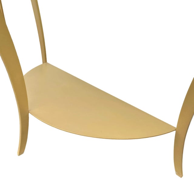 Metal Vintage Mastercraft Style Demilune Console Tables in Gold Brass Coated Steel - A Pair For Sale - Image 7 of 12